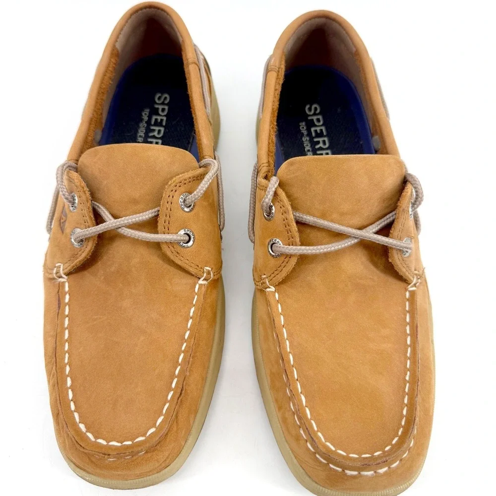 Sperry Billfish Boat Shoes Mens 8.5 Tan Leather Mesh Deck Loafers Resort